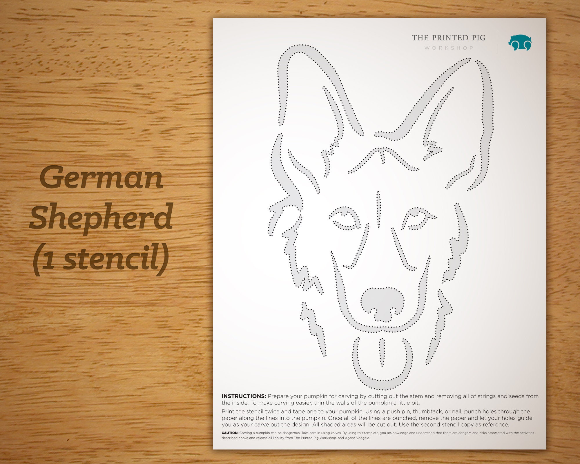 Printable Pumpkin Carving Pattern: German Shepherd - Etsy