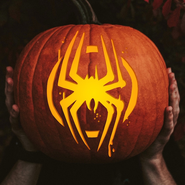 New for 2023! Printable Pumpkin Carving Pattern: Spider