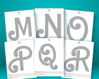 Pumpkin Stencil Alphabet M-R: DIY Carving Templates (PDF Download)