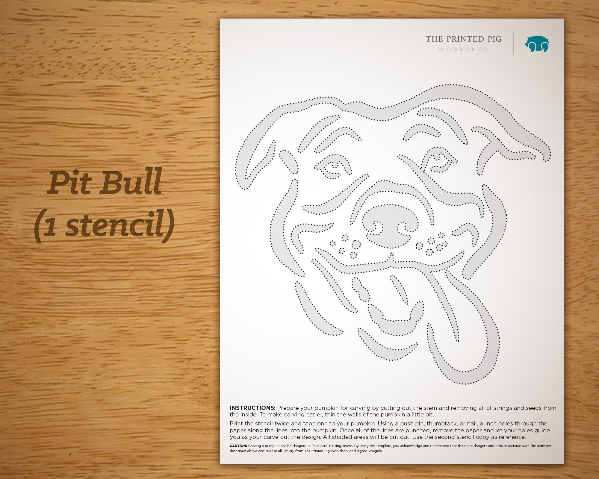 Pitbull Pumpkin Stencil