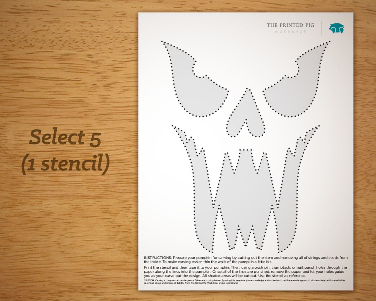 Printable Pumpkin Carving Pattern: Scary Scary - Etsy