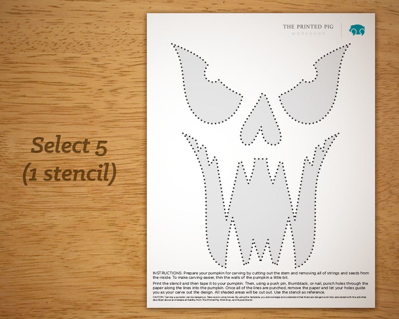 Printable Pumpkin Carving Pattern: Scary Scary! - Etsy