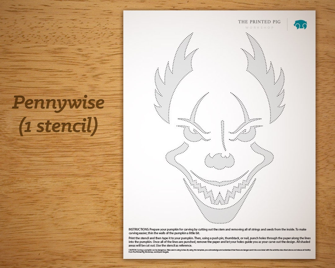 EXCLUSIVE Printable Pumpkin Carving Pattern: Pennywise the