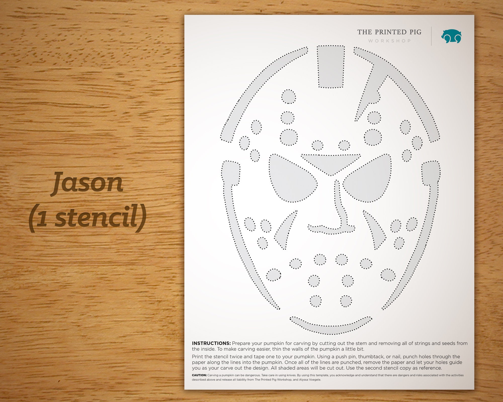 Printable Pumpkin Carving Pattern: Jason From Halloween, Hockey Mask, Scary - Etsy