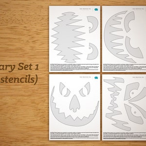 Printable Pumpkin Carving Pattern Bundle: Scary Set 1, Sharp Teeth, Mean, Spooky