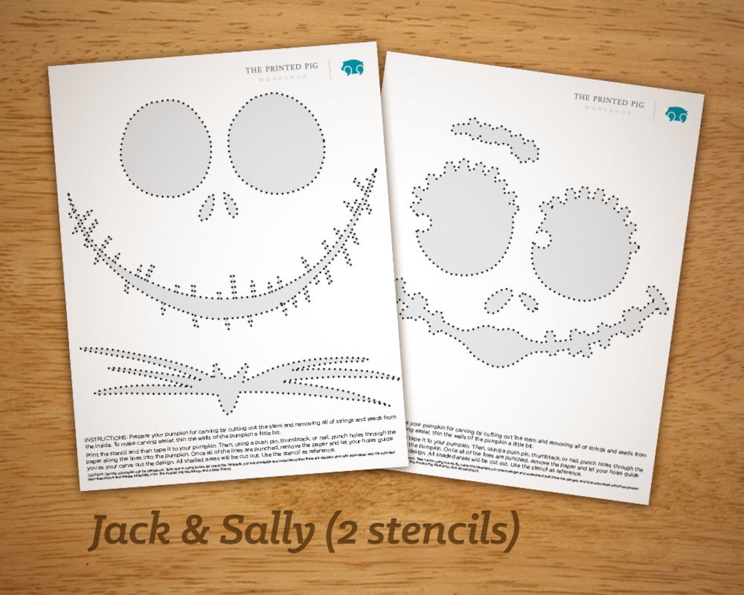 Printable Pumpkin Carving Pattern: Jack & Sally Nightmare