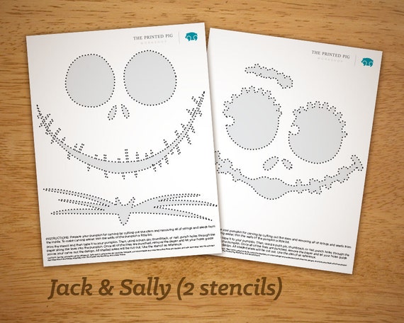 Printable Pumpkin Carving Pattern: Jack & Sally Nightmare