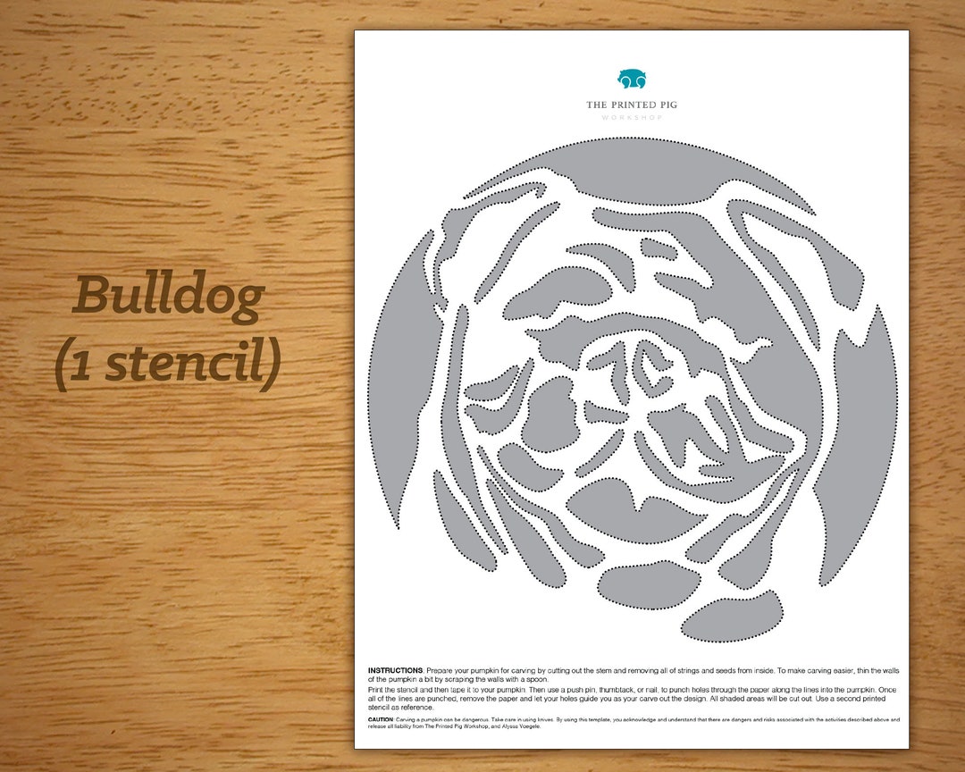 English Bulldog Printable Pumpkin Carving Pattern Dog Series Etsy