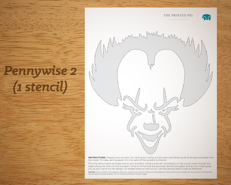 EXCLUSIVE 2019 Printable Pumpkin Carving Pattern: Pennywise | Etsy