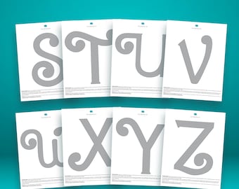 Pumpkin Carving Stencils S-Z: Printable Alphabet Templates (PDF)