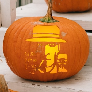 Printable Pumpkin Carving Pattern: Oppenheimer, The Manhattan Project, Atomic