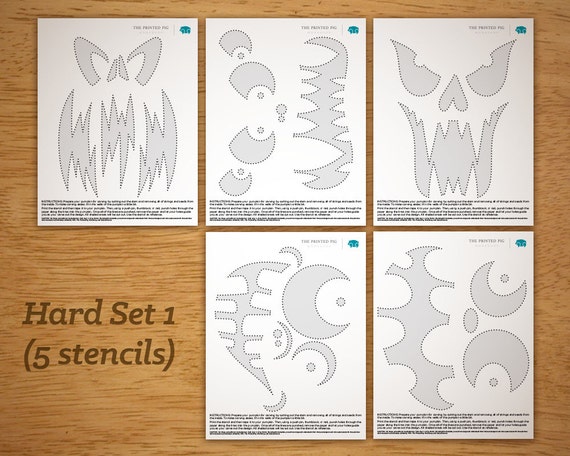 Printable Pumpkin Carving Pattern: Advanced Set 1 - Etsy
