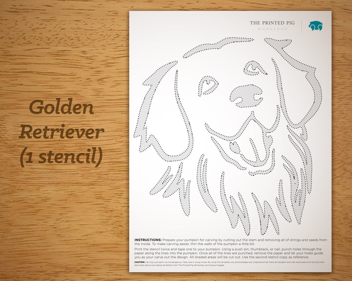Printable Pumpkin Carving Pattern Golden Retriever Etsy