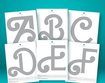 Alphabet Pumpkin Carving Stencils A-F: Letter Templates (PDF Download)