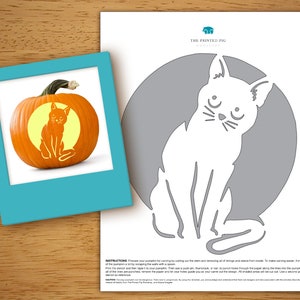 Printable Pumpkin Carving Pattern Cat in the Moon