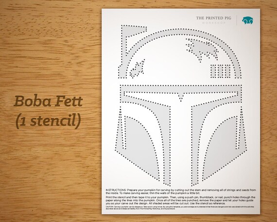 Printable Pumpkin Carving Pattern: Star Wars Boba Fett