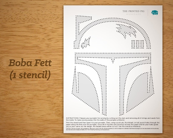 Printable Pumpkin Carving Pattern: Star Wars Boba Fett