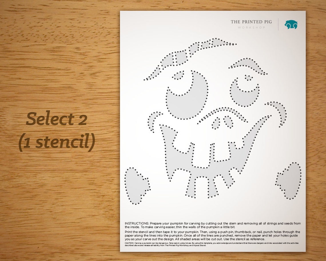 Printable Pumpkin Carving Pattern: Funny Goofy Face | Etsy