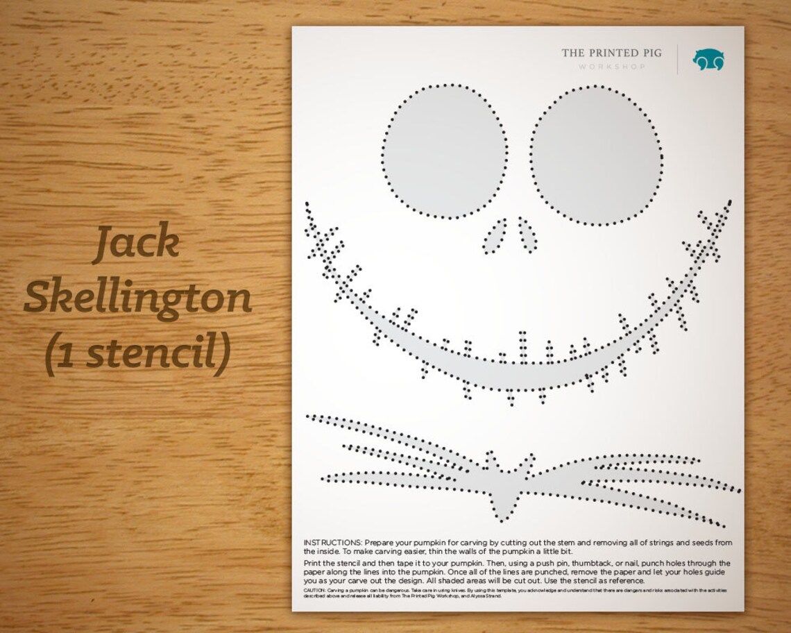 Printable Pumpkin Carving Pattern: Jack Skellington the | Etsy
