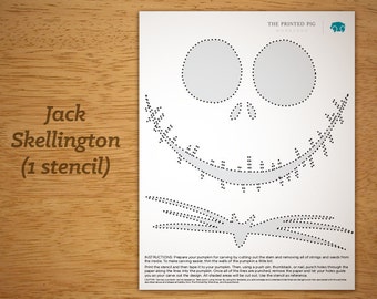 Patrón imprimible para tallar calabazas: Jack Skellington Pesadilla antes de Navidad