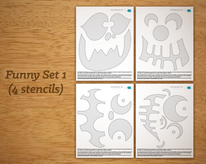 Printable Pumpkin Carving Pattern: Funny Set 1 - Etsy