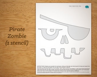 Printable Pumpkin Carving Pattern: Pirate Zombie