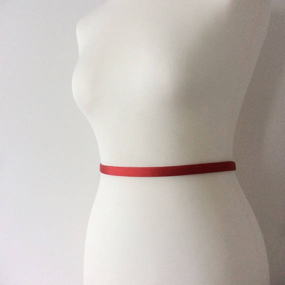 Simple Red Belt Skinny Wedding Belt Thin Bridal Belt For A Etsy