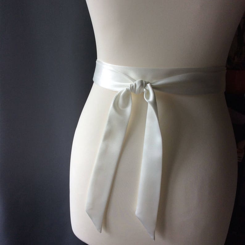 Plain bridal sash, wedding sash to be tied in a bow of your choice, simple ivory sash made to the width of your choice bridal sash bow image 2