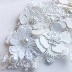 Lace and flowers bridal headpiece, delicate fabric flower headband for boho wedding, or a modern bride looking for unique hair accessories image 3