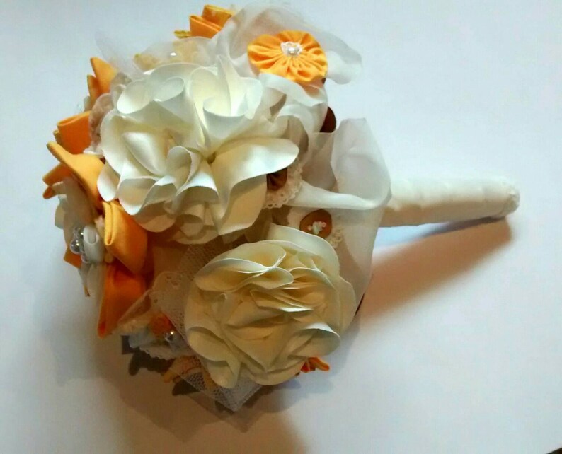 modern wedding alternative wedding Wedding bouquet yellow flowers wedding flowers rainbow wedding with fabric flowers fabric bouquet