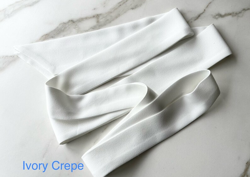 Plain bridal sash, wedding sash to be tied in a bow of your choice, simple ivory sash made to the width of your choice bridal sash bow image 10