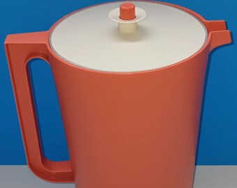 Vintage Orange Tupperware One Gallon Pitcher With Push Button Lid, Retro Pitcher Tupperware #1416-2.