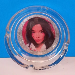 Handmade Bjork Music Glass Ashtray, Retro Music Glass Ashtray Bjork, Made By Mod.