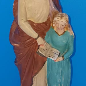 Estátua religiosa de Santa Ana em cerâmica de meados do século, estátua de Santa Ana em cerâmica vintage. imagem 8