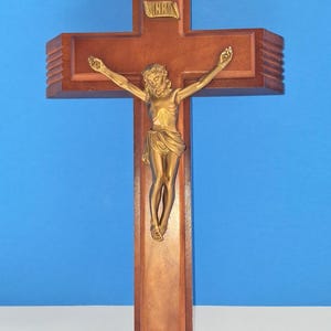 Vintage Wooden Last Rites Crucifix with Candles, Holy Water Bottle