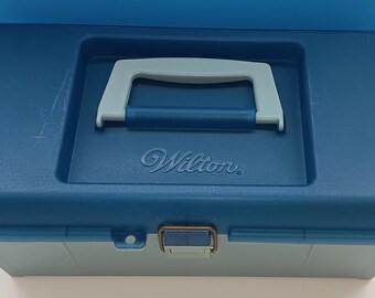 Cassetta degli attrezzi bicolore Wilton vintage: contenitore per