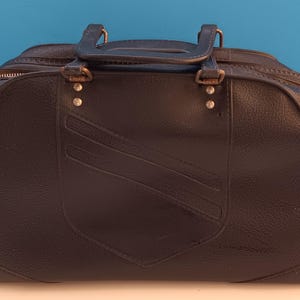 Vintage Black Faux Leather Gym Bag/bowling Bag, Retro Black