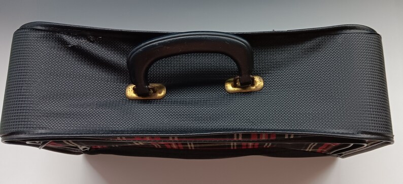 Vintage Soft Shell Red Tartan Plaid Suitcase, Retro 1960s Plaid Luggage. image 5