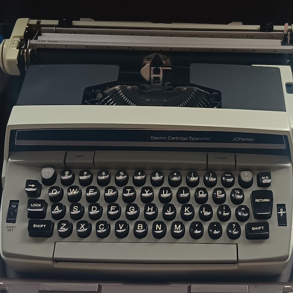 Vintage Portable JC Penney Electric Cartridge Typewriter By Smith Corona, Vintage Electric Typewriter With Carry Case + One Extra Cartridge
