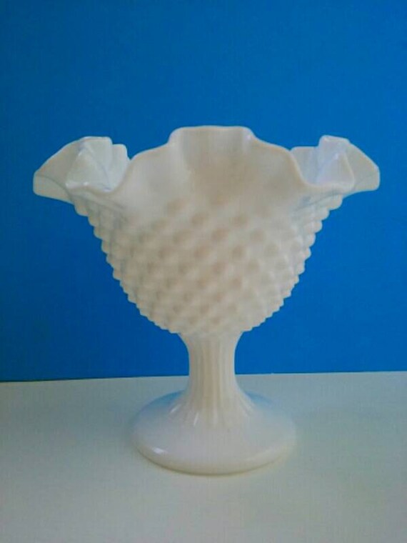 Vintage Fenton Hobnail Milk Glass Vase Vintage Milk Glass Etsy