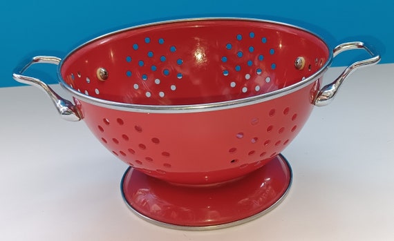 Red cheap metal colander