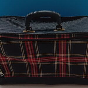 Vintage Soft Shell Red Tartan Plaid Suitcase, Retro 1960s Plaid Luggage. image 2