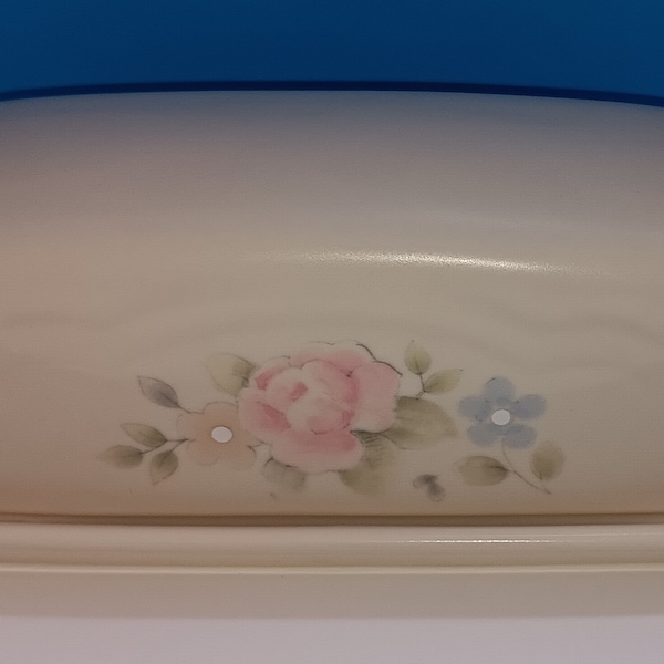 Vintage Ironstone Butter Dish By Pfaltzgraff, Retro Butter Ceramic Butter Dish With Rose Design.