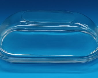 Vintage Clear Glass Butter Dish, Retro Glass Butter Dish Clear.