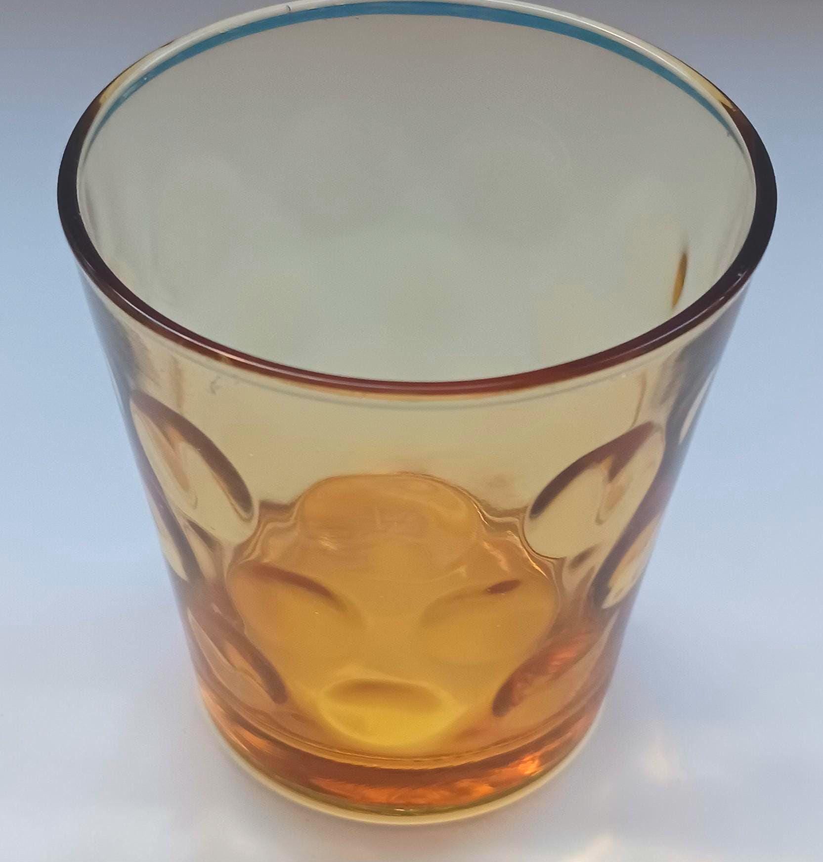 拇印デザインのミッドセンチュリー アンバー ローボール ドリンク