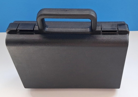 Vintage Black Plastic Cassette Tape Carry Case, Retro Storage Box
