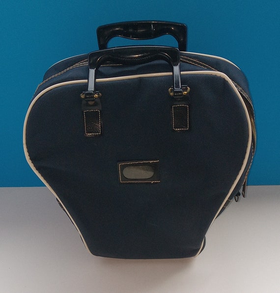 Vintage Blue Brunswick Bowling Bag With Ball Faux Leather 