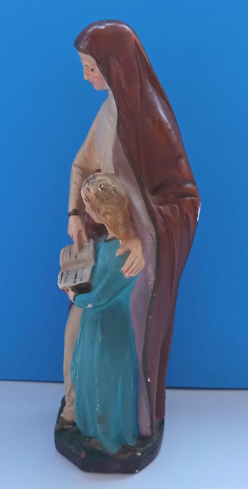 Estátua religiosa de Santa Ana em cerâmica de meados do século, estátua de Santa Ana em cerâmica vintage. imagem 2
