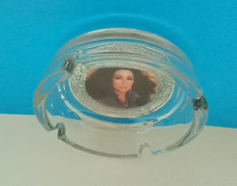 Handmade Cher Glass Ashtray, Cher, Smoke Accessory, Retro Music Ashtray, Cher Ashtray, Music Icon, Rock Star, Made By Mod. image 3