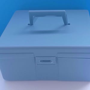 Vintage Blue Plastic Cassette Tape Storage Box/ Carry Case, Retro Cassette Tape Carry Case.